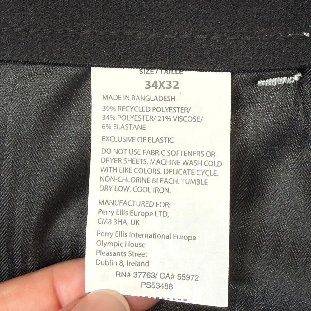 Perry Ellis Portfolio Men's Modern-Fit Stretch Pants Chiseled Stone 34x32 $95